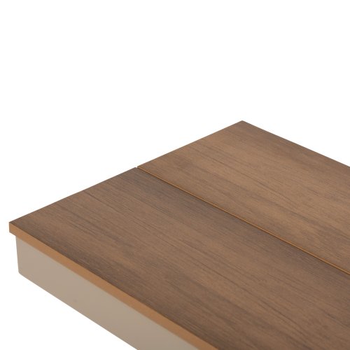 ALUMINIUMBANK CHAMPAGNERFARBE – POLYWOOD-SITZ IN NATÜRLICHER HOLZFARBE 220x36x44,5Hcm