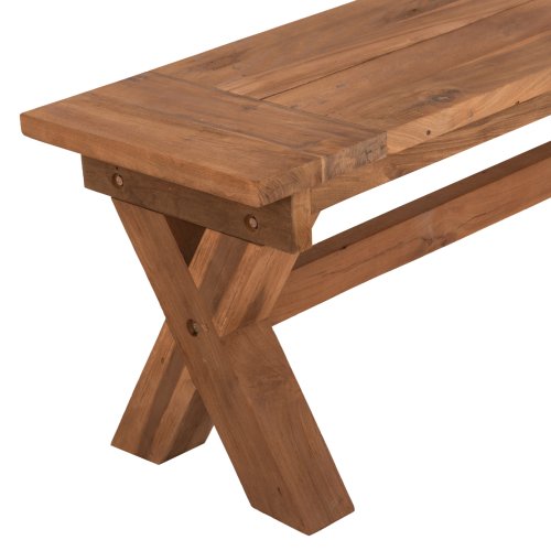 AUSSENBANK RECYCELTES TEAKHOLZ IN NATÜRLICHER FARBE 220x40x45cm