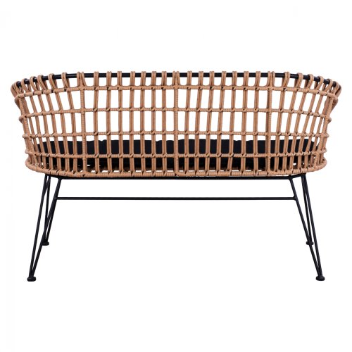 Gartenbank ,,Allegra“ mit Kissen in Schwarz-Beige