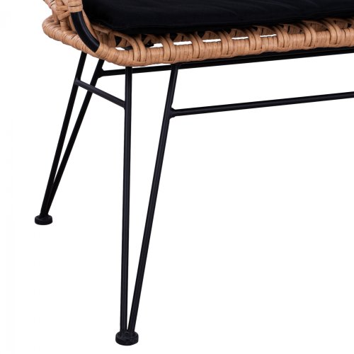 Gartenbank ,,Allegra“ mit Kissen in Schwarz-Beige