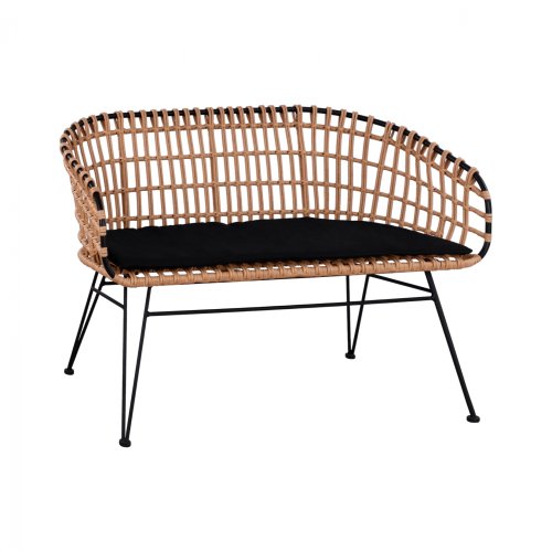 Gartenbank ,,Allegra“ mit Kissen in Schwarz-Beige