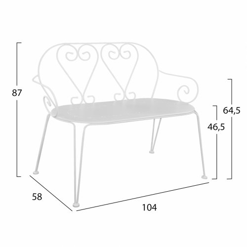 Garden bench Amore in metal white