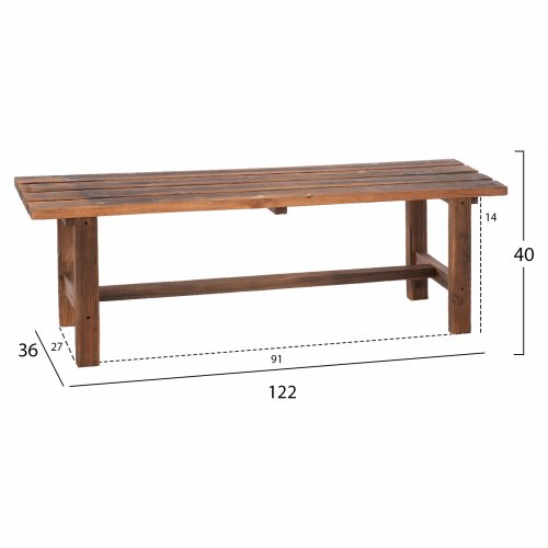 HÖLZERNE HOLZBANK 122X36X40cm.