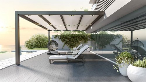 Pergola with a sail wave Aluminium
