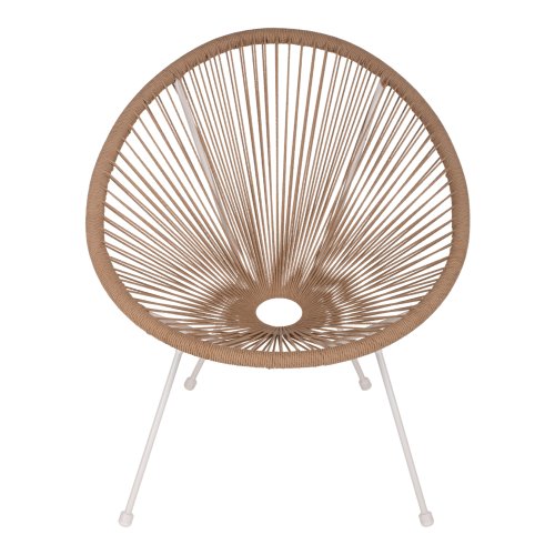 SESSEL ACAPULCO NEST-TYP WEISSES METALL & RATTAN NATUR 70x73x79 cm