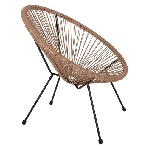 ACAPULCO SESSEL T. FOLIA SCHWARZES METALL MIT GEDREHTEM GEWEBE 70x73x79 cm