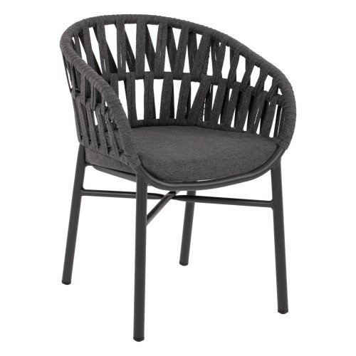 SESSEL ALUMINIUM ΙΝ ANTHRAZIT MIT ANTHRAZIT-FARBENDEM SEIL 58x57x78 cm