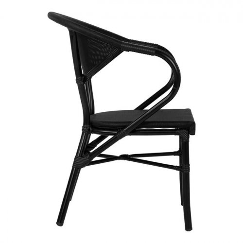 Aluminium Sessel "Delphi" im Bambus Look in schwarz mit Textilene 59x60x82 cm
