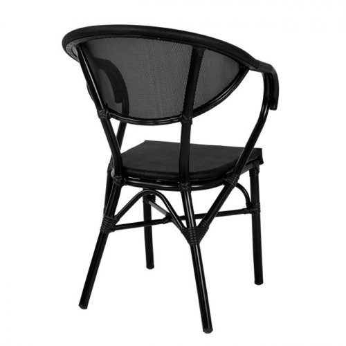 Aluminium Sessel "Delphi" im Bambus Look in schwarz mit Textilene 59x60x82 cm