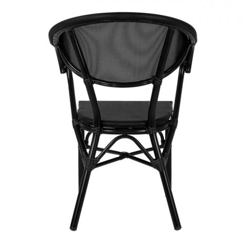 Aluminium Sessel "Delphi" im Bambus Look in schwarz mit Textilene 59x60x82 cm