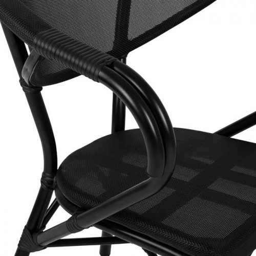Aluminium Sessel "Delphi" im Bambus Look in schwarz mit Textilene 59x60x82 cm