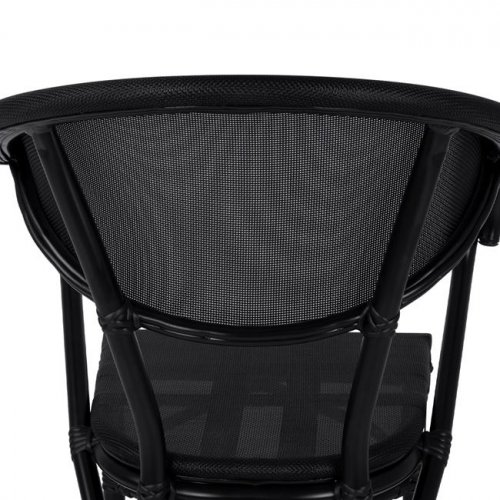 Aluminium Sessel "Delphi" im Bambus Look in schwarz mit Textilene 59x60x82 cm