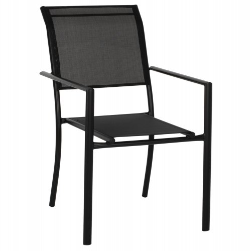 ARMCHAIR ALUMINUM FEDAN BLACK WITH BLACK TEXTLINE FABRIC 55.5x67.5x86cm