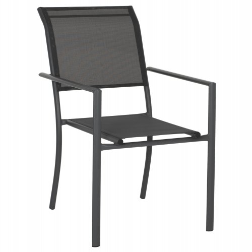 ALUMINIUM-SESSEL "FEDAN" GRAU MIT TEXTLINIE GRAU 55,5X67,5X86 cm