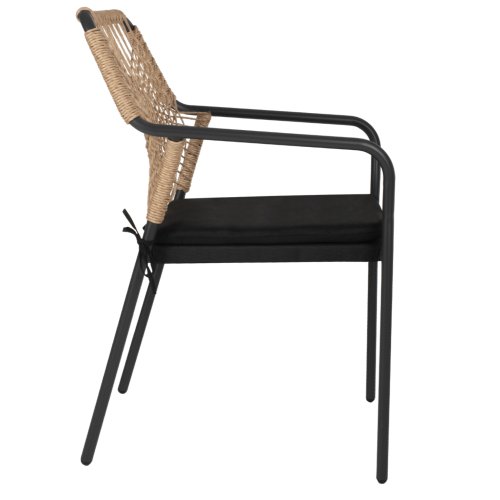 SESSEL AUS SCHWARZEM ALUMINIUM MIT BEIGEM GEWEBE UND KISSEN 53.5x58x84.5