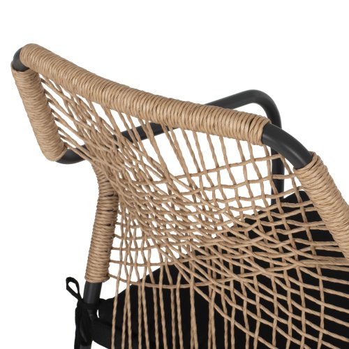 SESSEL AUS SCHWARZEM ALUMINIUM MIT BEIGEM GEWEBE UND KISSEN 53.5x58x84.5