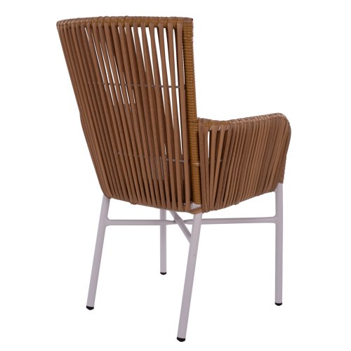 Weißer Sessel aus Rattan Geflecht in Beige