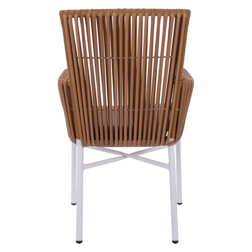 Weißer Sessel aus Rattan Geflecht in Beige