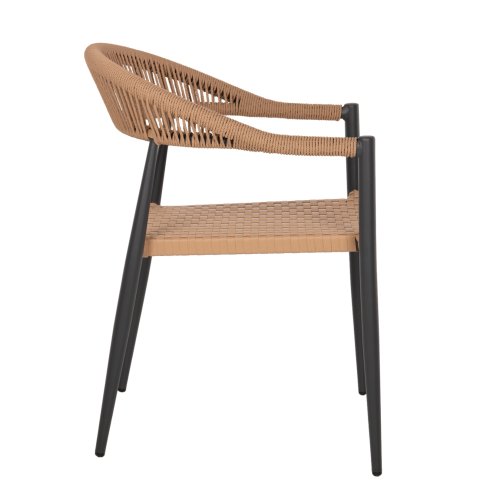 SESSEL ALUMINIUM GRAU MIT BEIGEM PE-RATTAN 56x60x78