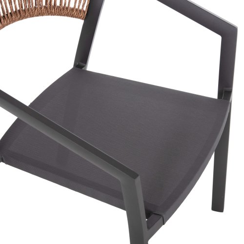 ALUMINIUM-SESSEL CARBON-RAHMEN & TEXTLINE-BEIGE RATTAN 56,5 x 61 x 81,5 cm