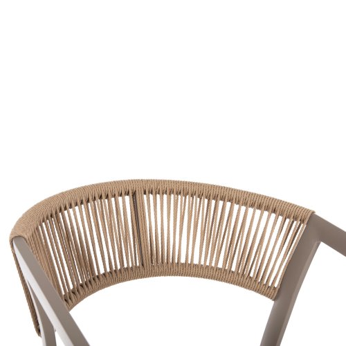 SESSEL ALUMINIUM CHAMPAGNER RAHMEN UND TEXTLINE - RÜCKENLEHNE AUS RATTAN IN BEIGE 57x63x82Hcm