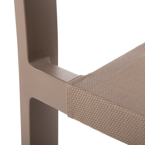 SESSEL ALUMINIUM CHAMPAGNER RAHMEN UND TEXTLINE - RÜCKENLEHNE AUS RATTAN IN BEIGE 57x63x82Hcm
