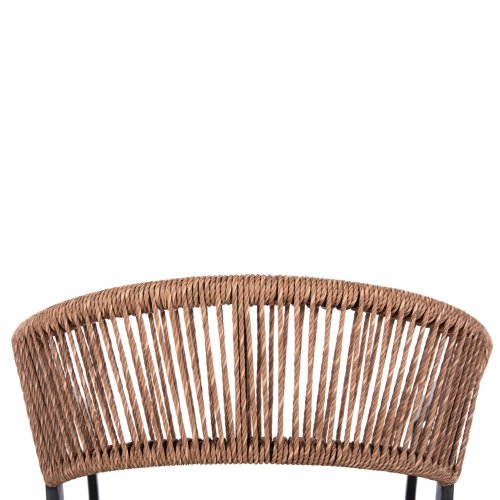 SESSEL ALUMINIUM SCHWARZER RAHMEN UND TEXTLINE - RÜCKENLEHNE AUS RATTAN IN BEIGE 57x63x82Hcm