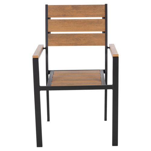 ALUMINUM ARMCHAIR BLACK-POLYWOOD IN NATURAL 55x55x86Hcm