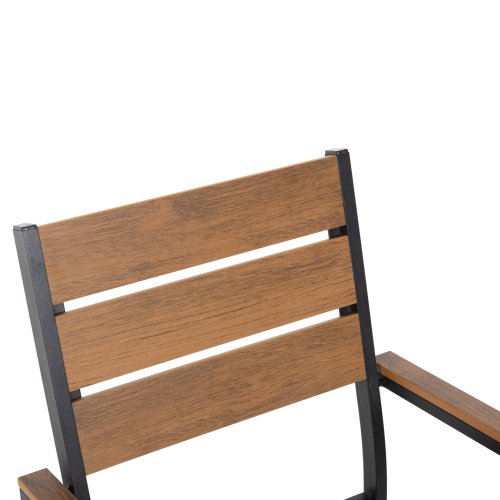 ALUMINUM ARMCHAIR BLACK-POLYWOOD IN NATURAL 55x55x86Hcm