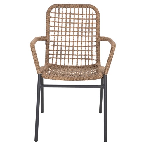 ALUMINIUMSESSEL ANTHRAZITGESTELL - BEIGES SYNTHETISCHES RATTAN 55,5x58x81Hcm