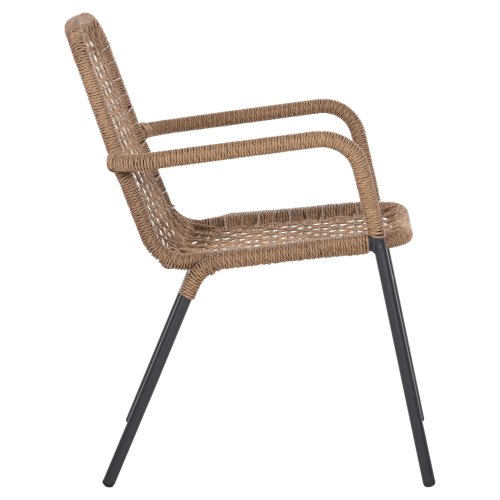ALUMINIUMSESSEL ANTHRAZITGESTELL - BEIGES SYNTHETISCHES RATTAN 55,5x58x81Hcm