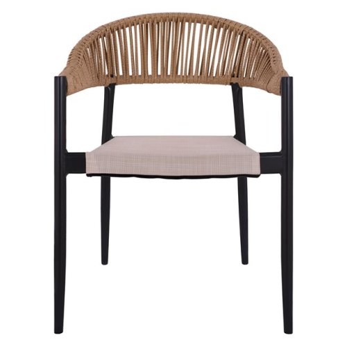 Outdoor-Sessel ,,Raina“ aus Aluminium mit Korbgeflecht in beige 56x55x76 cm.