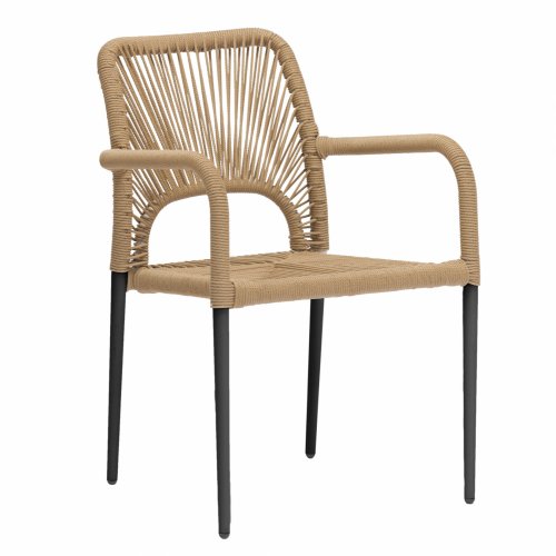 GRAY ALUMINUM ARMCHAIR WITH RATTAN KNITTING 57Χ63Χ82cm