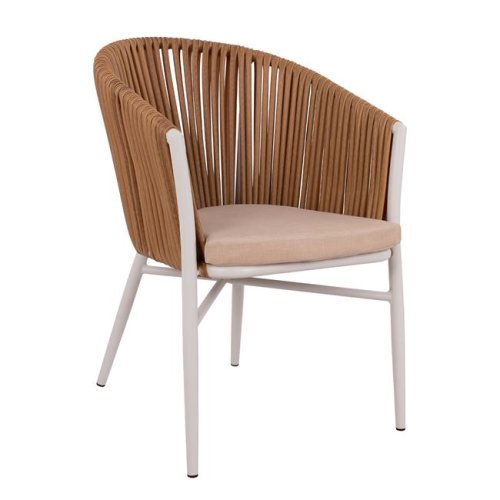 Aluminum armchair with seat cushion in beige 57x63x82 cm