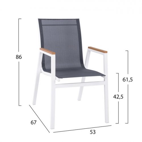 Aluminum Armchair White with grey textline & polywood
