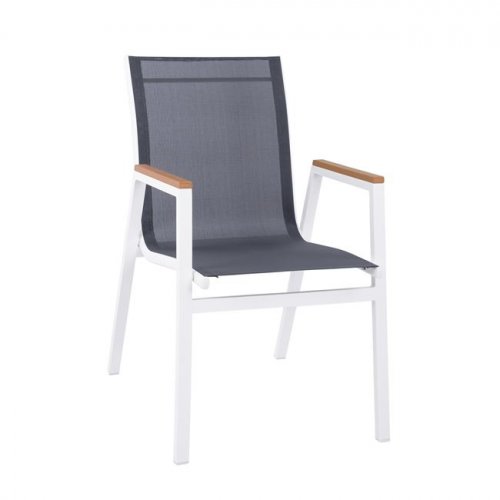 Aluminum Armchair White with grey textline & polywood
