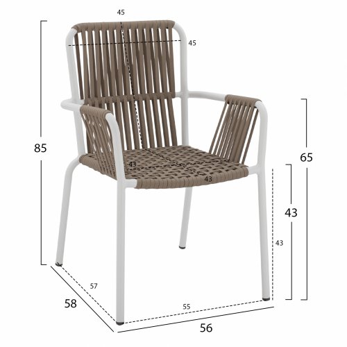 SESSEL AUS WEIßEM ALUMINIUM MIT BREITEN KAPSELSEILEN