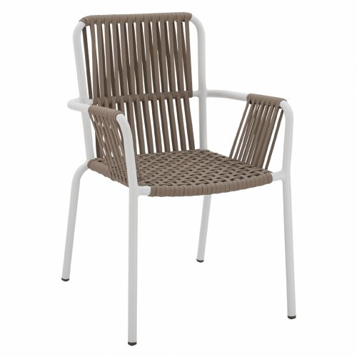 SESSEL AUS WEIßEM ALUMINIUM MIT BREITEN KAPSELSEILEN