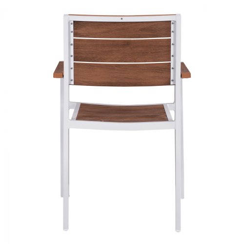 Aluminum Stuhl SAGA mit Armlehne in weiß mit Polywood 55x56x85cm