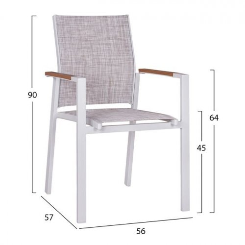 "Miller"Aluminum Sessel weiß und grauen Textilensitz