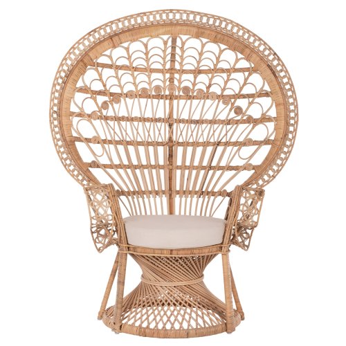 ΠΟΛΥΘΡΟΝΑ ROYAL PEACOCK RATTAN ΣΕ ΦΥΣΙΚΟ-ΜΑΞΙΛΑΡΙ ΜΠΕΖ 114x72x150Yεκ.