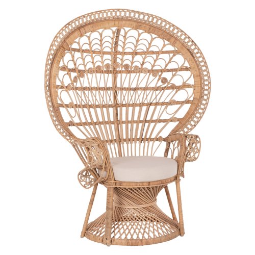 ΠΟΛΥΘΡΟΝΑ ROYAL PEACOCK RATTAN ΣΕ ΦΥΣΙΚΟ-ΜΑΞΙΛΑΡΙ ΜΠΕΖ 114x72x150Yεκ.