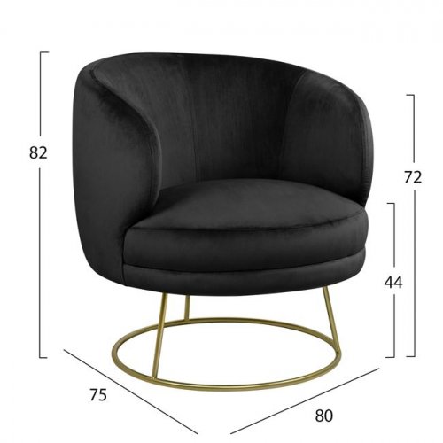 Cocktailsessel Arien in Schwarz mit goldener Basis