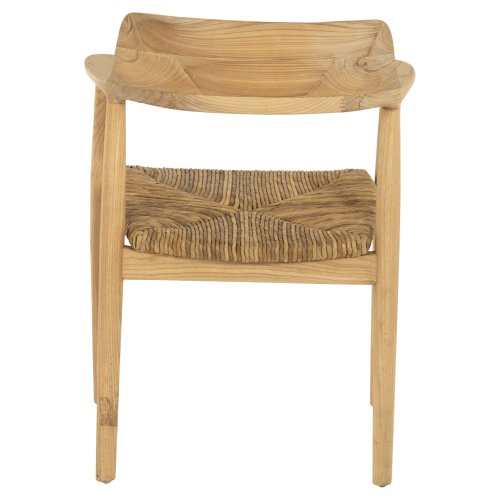 SESSEL AUS MASSIVEM TEAKHOLZ UND SITZ IN STROHMATT 58x53x79cm