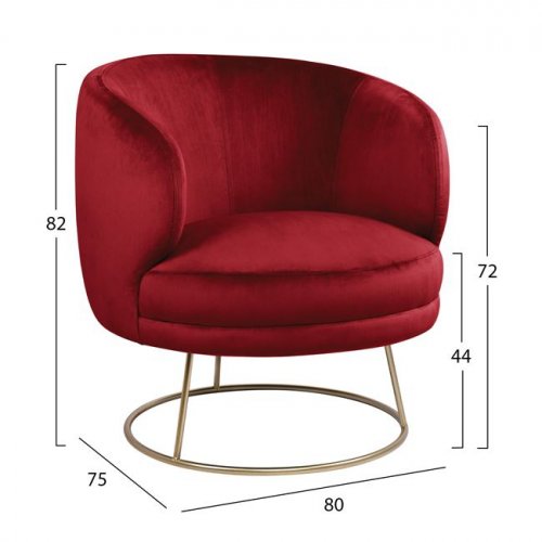 Cocktailsessel Arien in Rot mit goldener Basis
