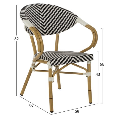 ΠΟΛΥΘΡΟΝΑ BAMBOO LOOK ΜΑΥΡΟ-ΛΕΥΚΟ 56,5x56,5x82 εκ.