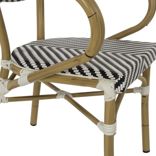 ΠΟΛΥΘΡΟΝΑ BAMBOO LOOK ΜΑΥΡΟ-ΛΕΥΚΟ 56,5x56,5x82 εκ.