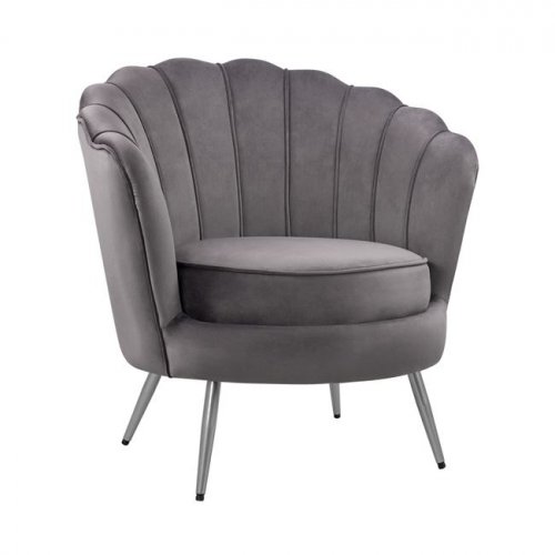 Luxury cocktail armchair COQUILLE made of velvet in color gray