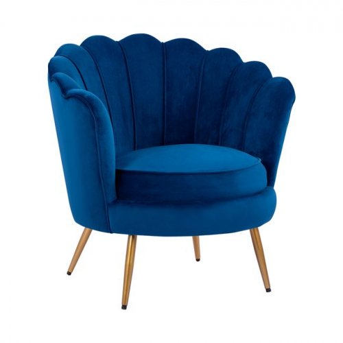 Luxus Cocktailsessel COQUILLE aus Samt in Farbe Blau