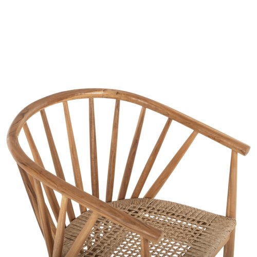 ARMCHAIR PERMAINE TEAK WOOD-SYNTHETIC ROPE IN NATURAL COLOR 60x63x82Hcm